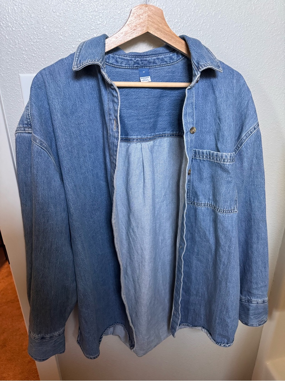 Old Navy Medium Wash Denim Button-Up Shirt - Picture 2 of 4